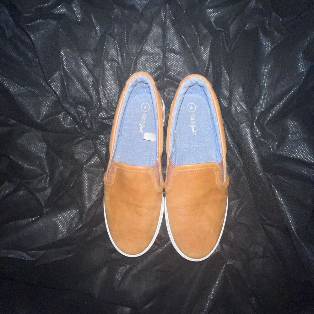 Cat & Jack Kids Tan Canvas Slip On Sneakers Casual Loafers Shoes